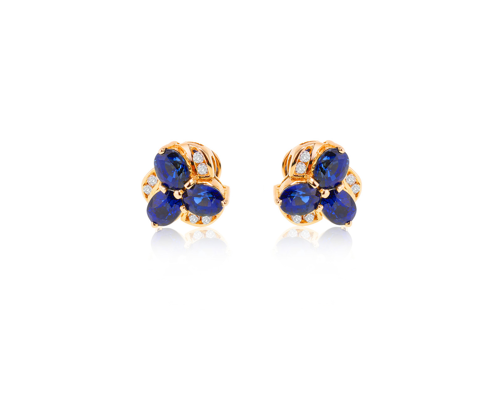 Золотые серьги с сапфирами 1.54ct