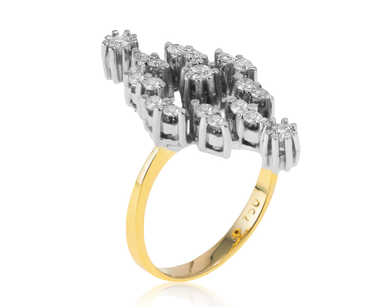 Изысканное золотое кольцо с бриллиантами 0.61ct