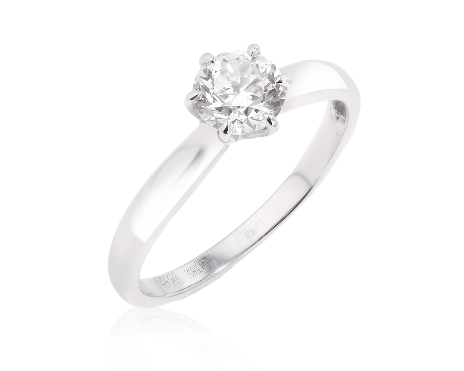 Золотое кольцо с бриллиантом 0.70ct