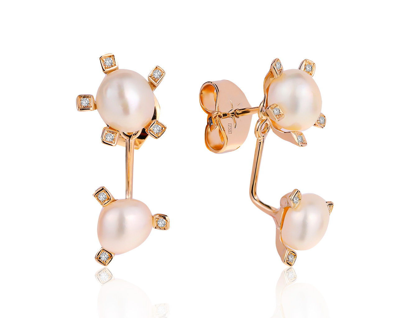 Оригинальные золотые серьги с жемчугом H.Stern