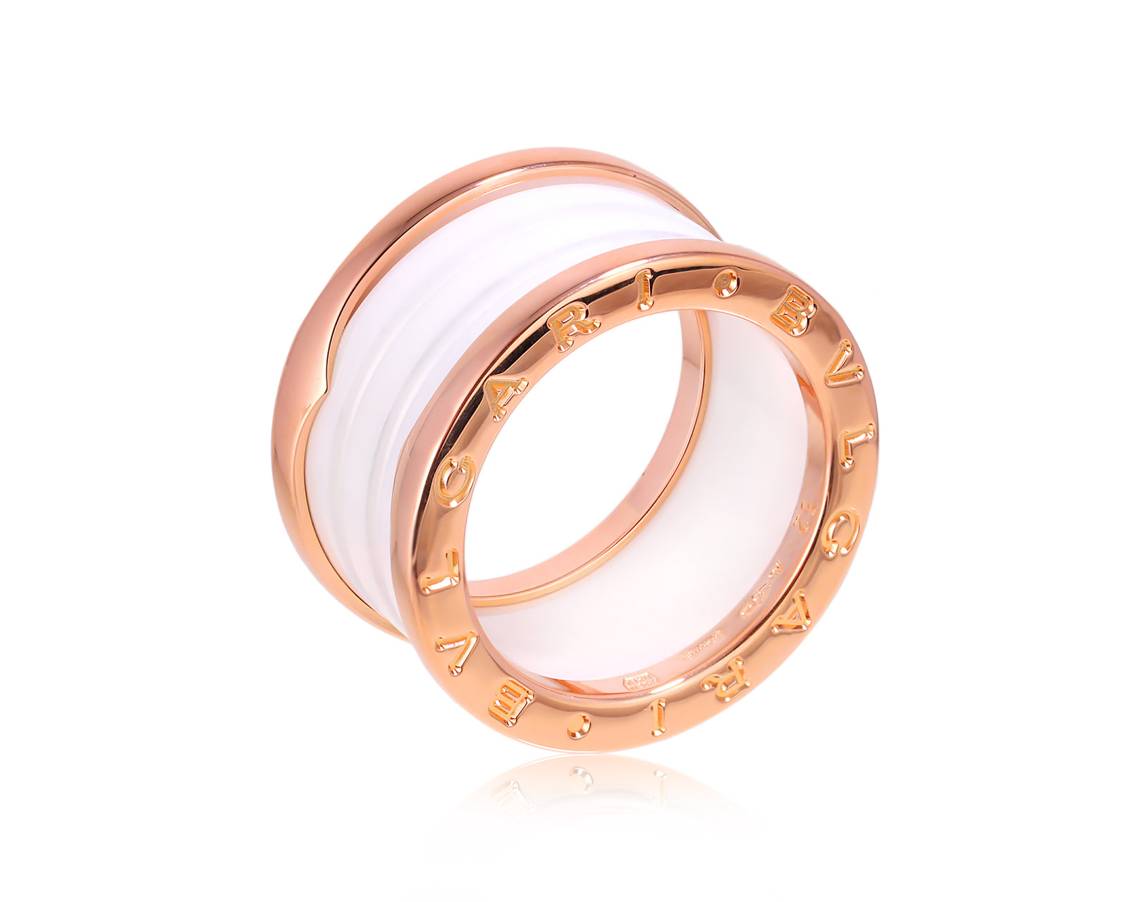 Оригинальное золотое кольцо с белой керамикой Bvlgari B.Zero1 241224/6
