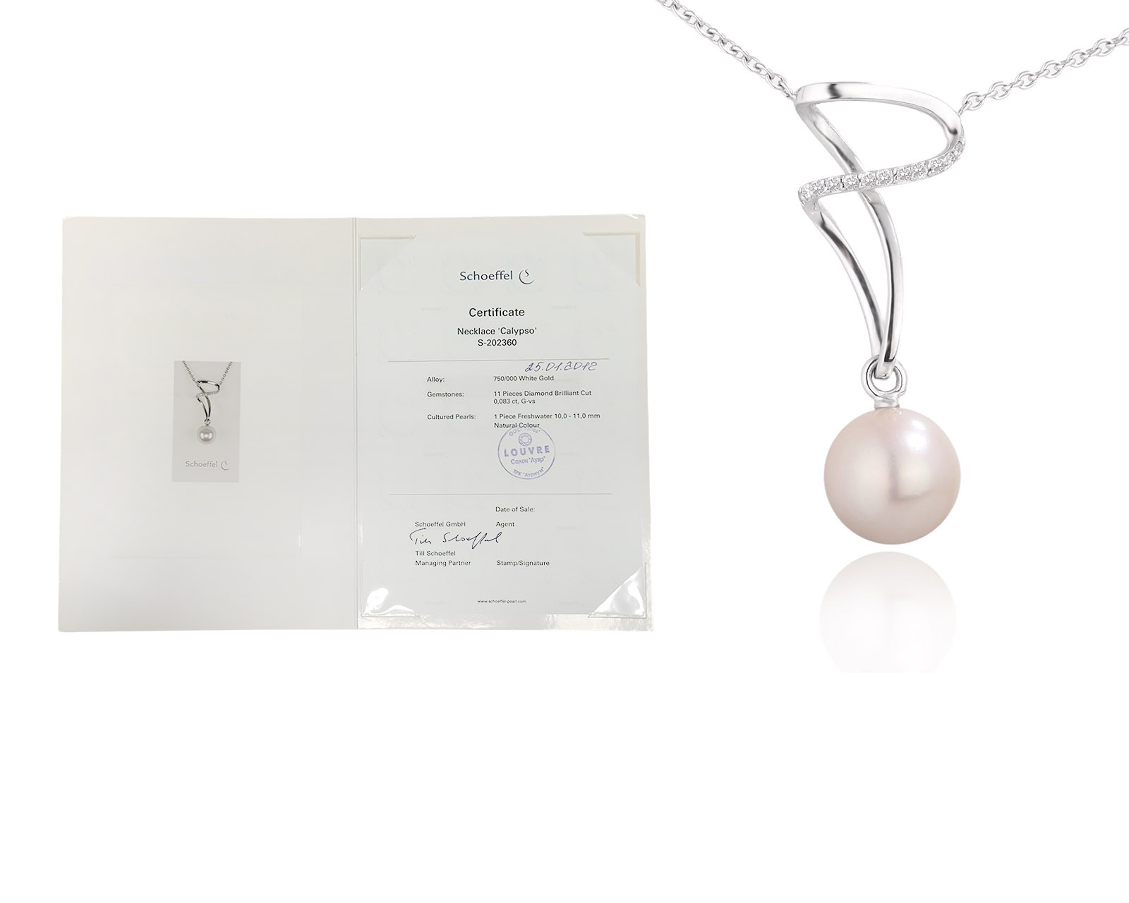 Оригинальное золотое колье с жемчугом 10.70 мм Schoeffel