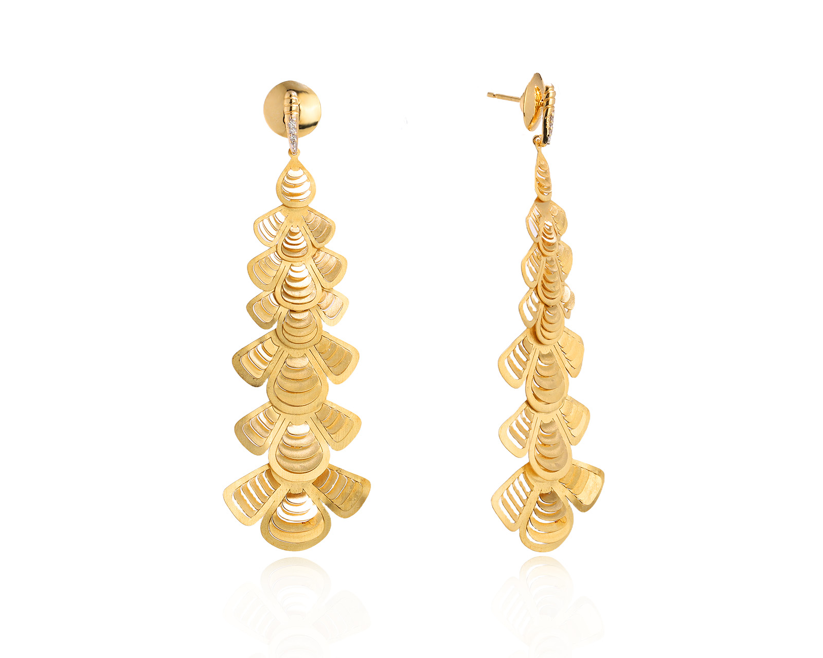 Оригинальные золотые серьги с бриллиантами 0.04ct Gold Of Brazil