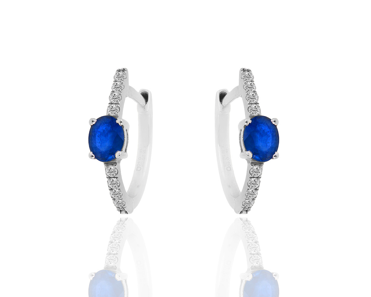 Золотые серьги с бриллиантами 0.17ct и сапфирами 0.63ct 160419/11