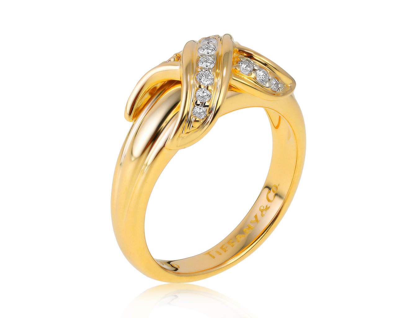 Оригинальное золотое кольцо с бриллиантами 0.21ct Tiffany&Co 300421/5
