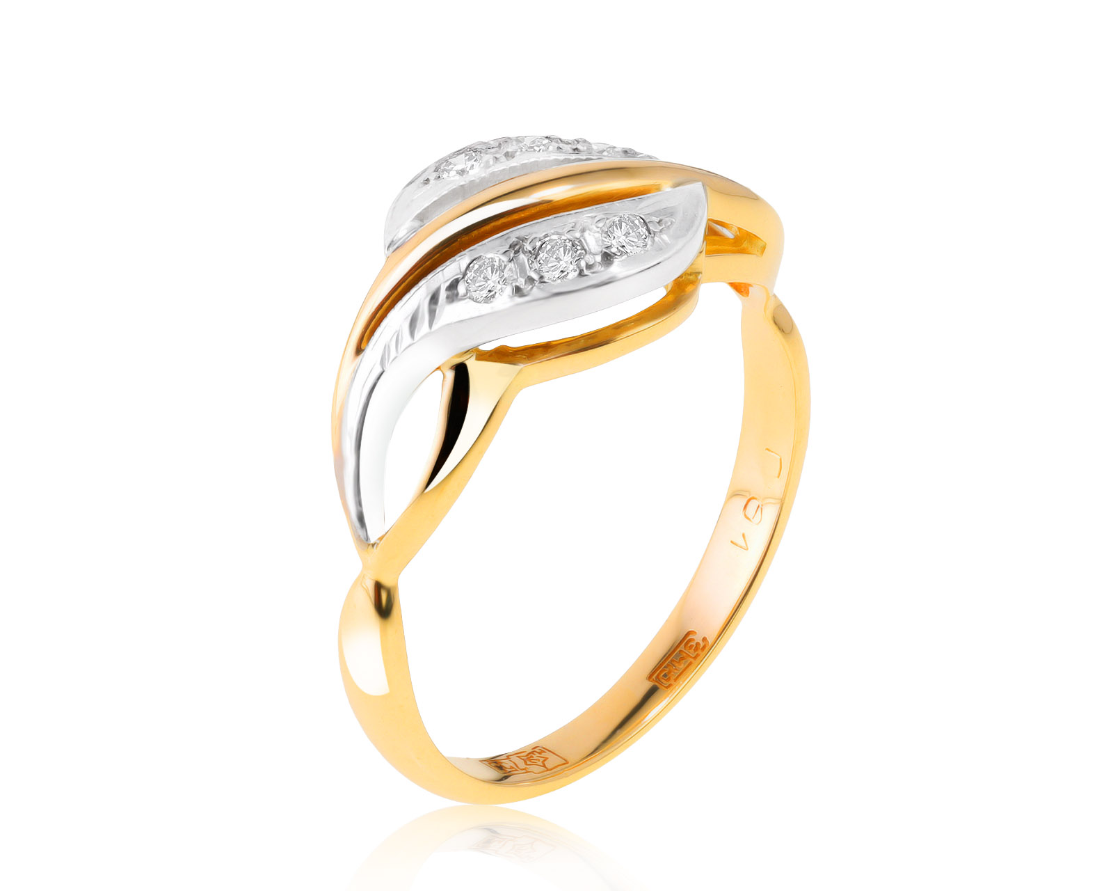 Нарядное золотое кольцо с бриллиантами 0.12ct 200721/9
