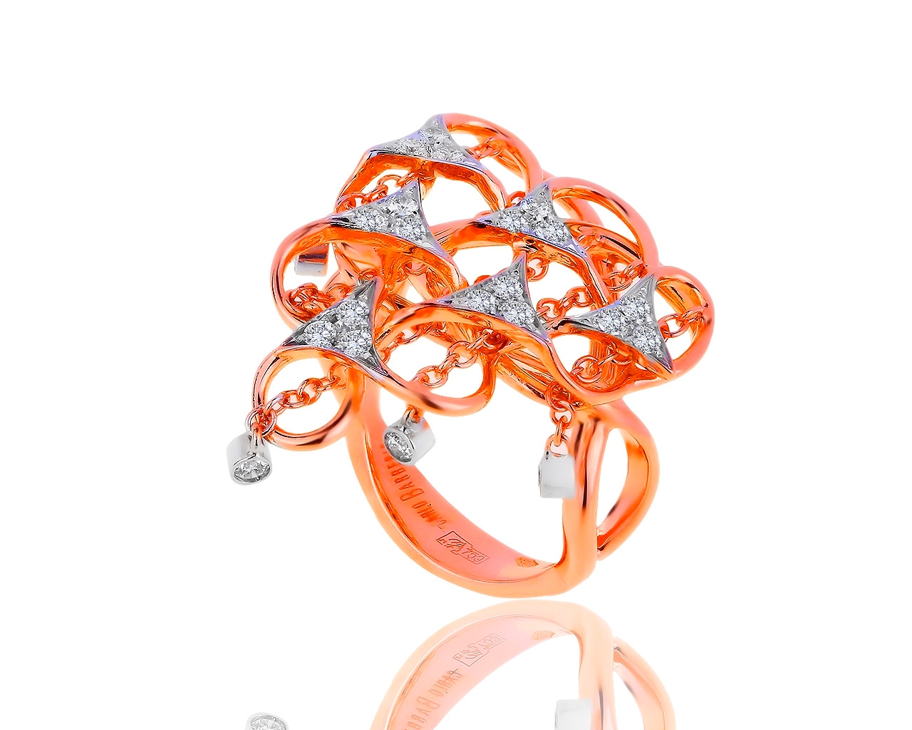 Оригинальное золотое кольцо с бриллиантами 0.54ct Carlo Barberis 090819/31