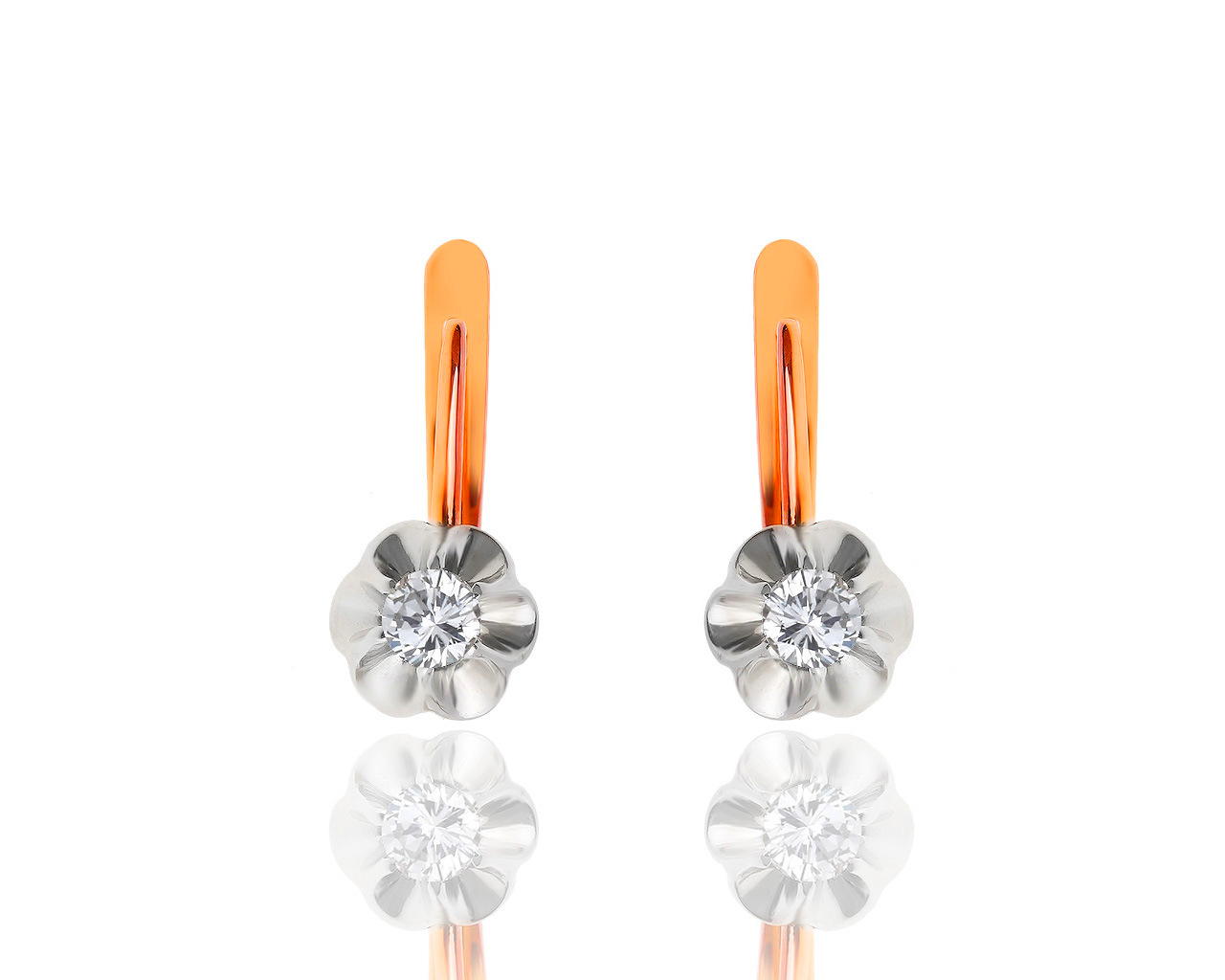 Классические золотые серьги с бриллиантами 0.39ct 010717/5