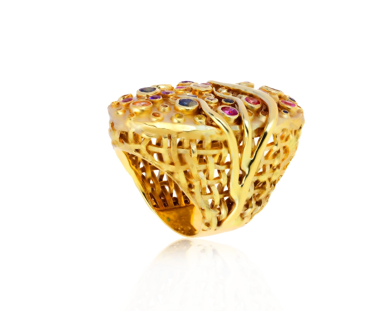 Оригинальное золотое кольцо с сапфирами 4.25ct German Kabirski 140220/18