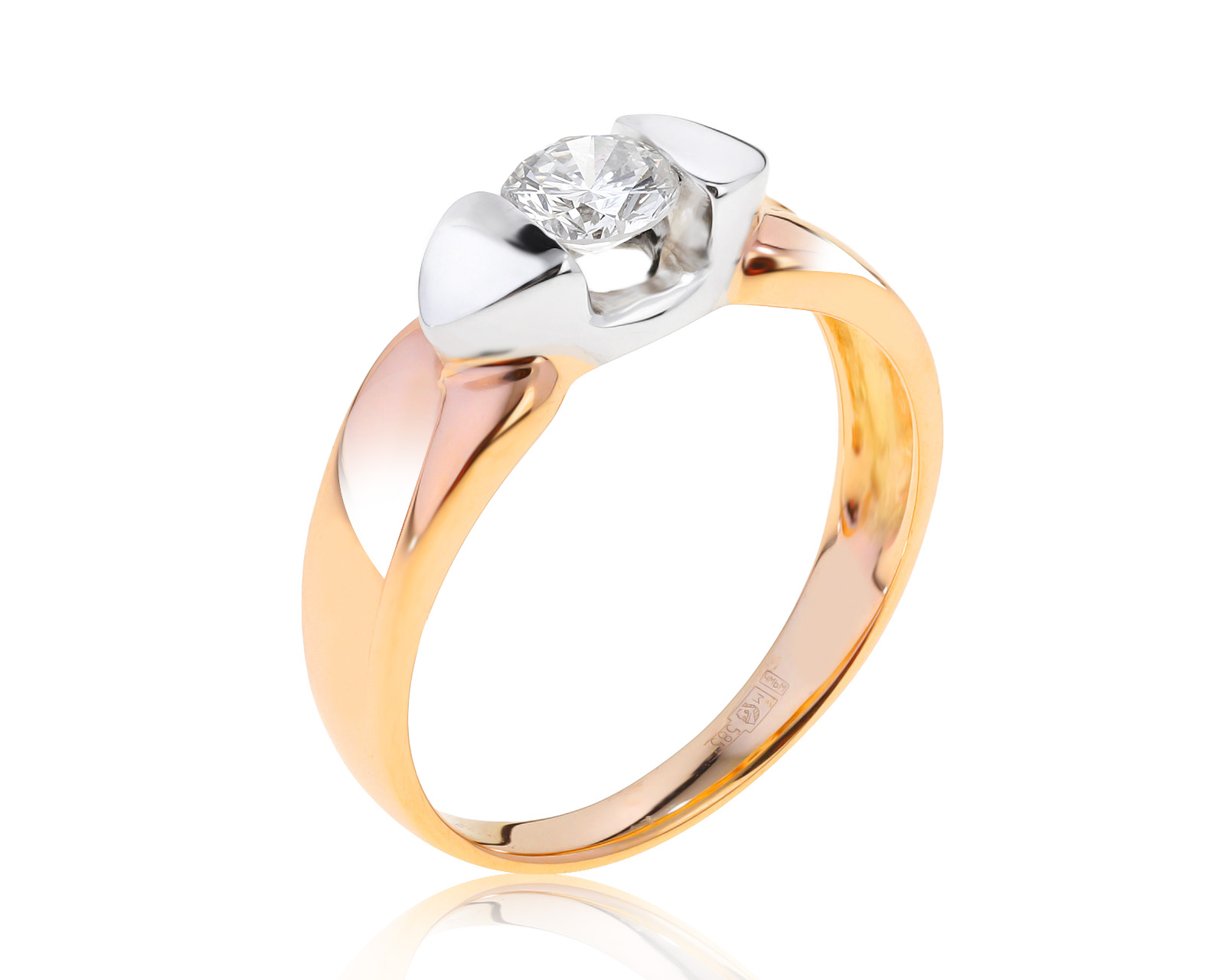 Модное золотое кольцо с бриллиантом 0.43ct