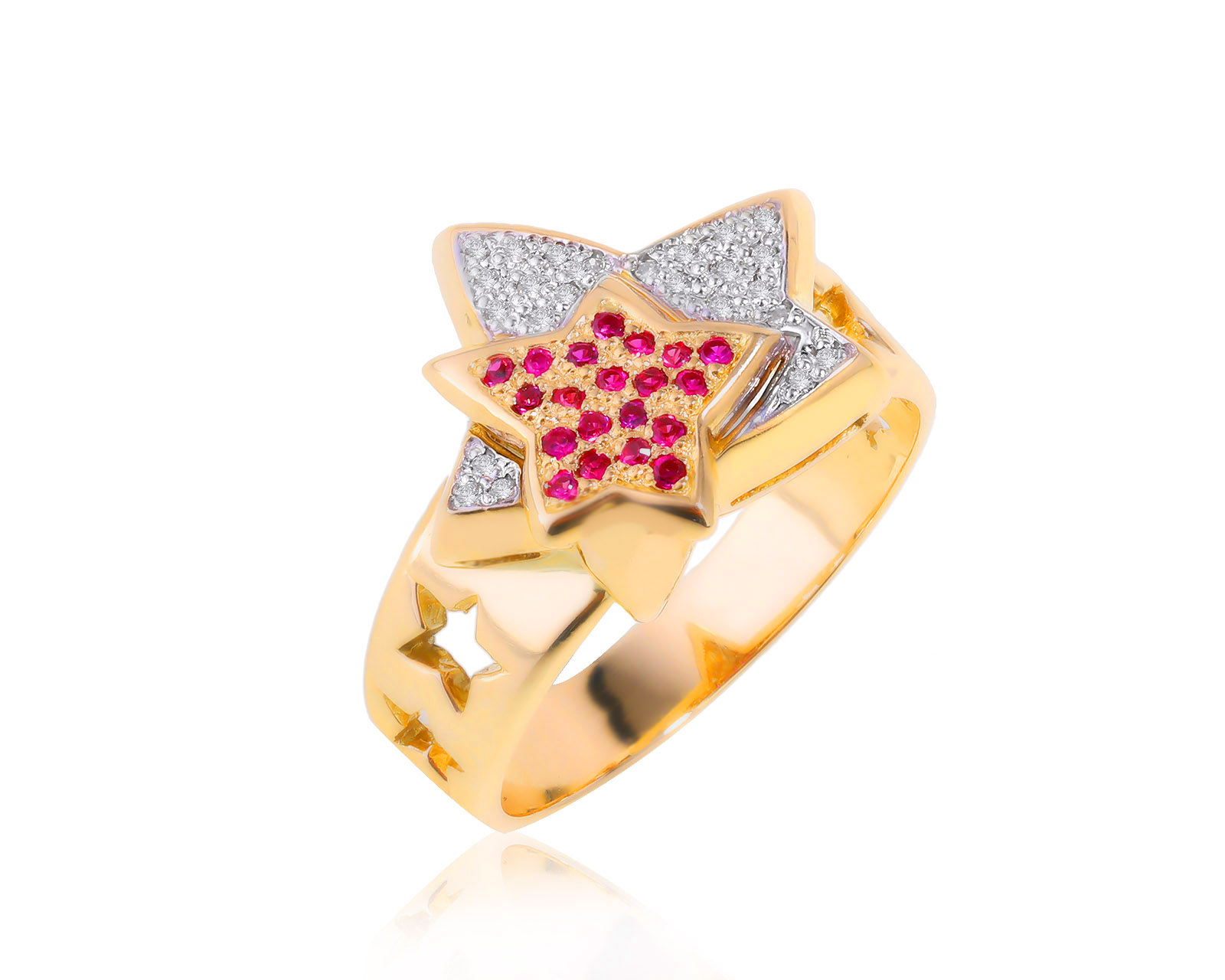 Изящное золотое кольцо с бриллиантами 0.12ct 010822/15