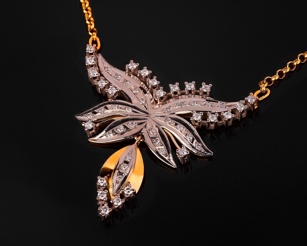 Итальянское золотое колье с бриллиантами 1.16ct 130317/3