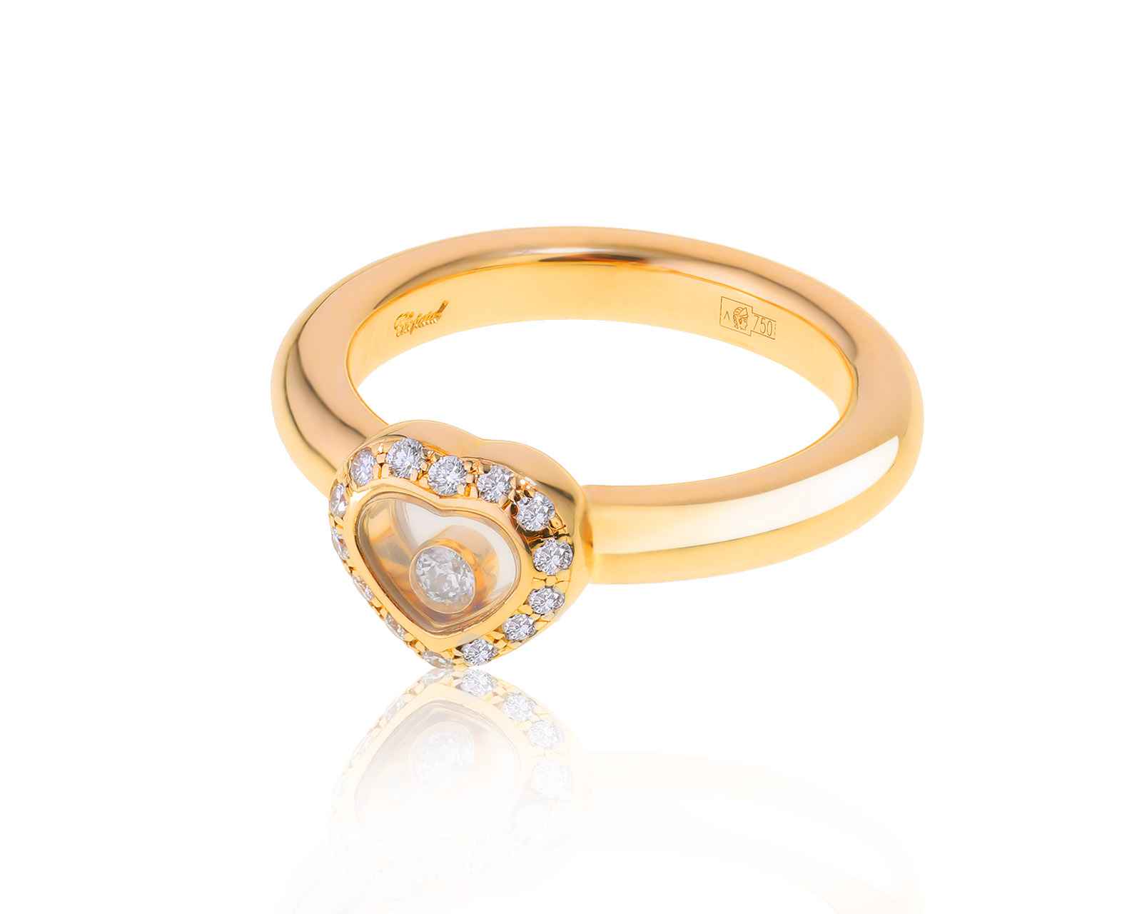 Оригинальное золотое кольцо Chopard Happy Diamonds