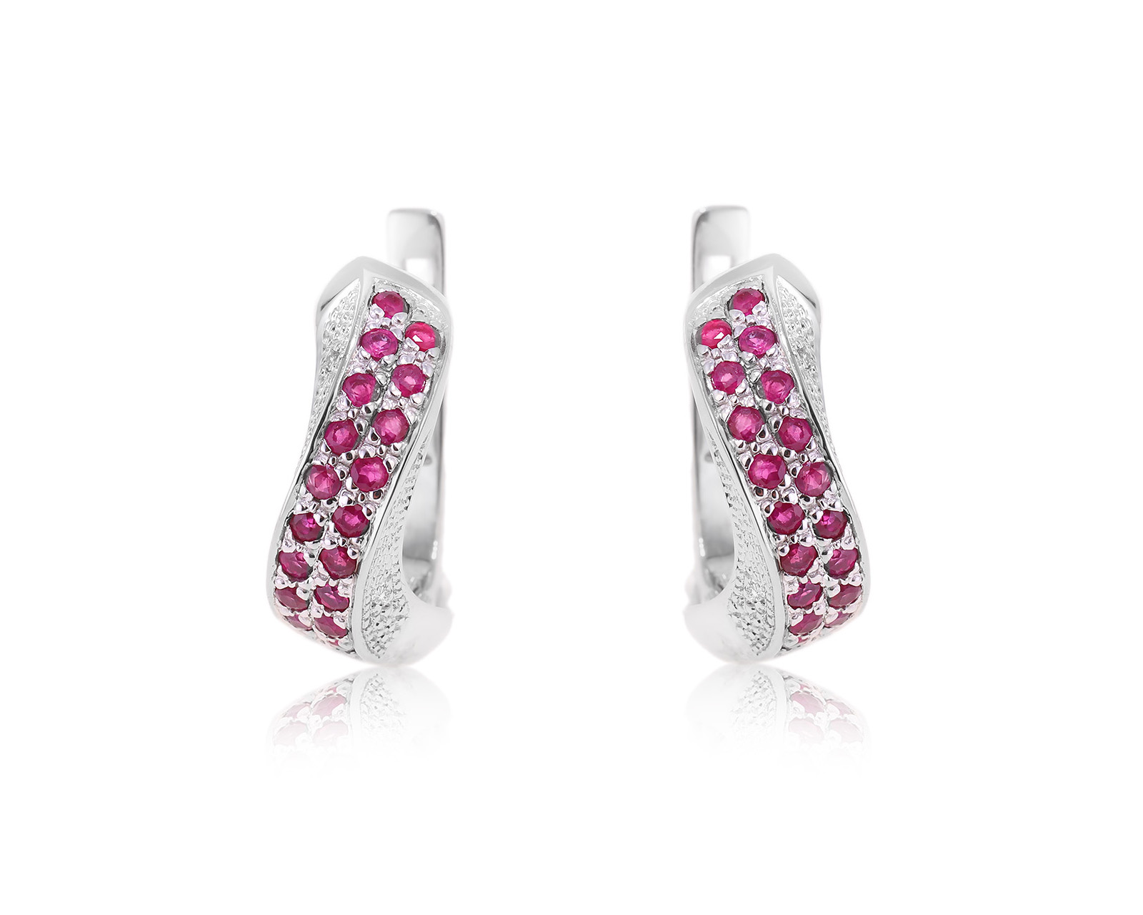 Золотые серьги с рубинами 0.83ct и бриллиантами 0.02ct