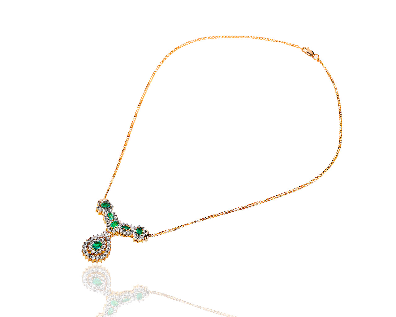 Золотая подвеска с бриллиантами 1.91ct и изумрудами 1.75ct