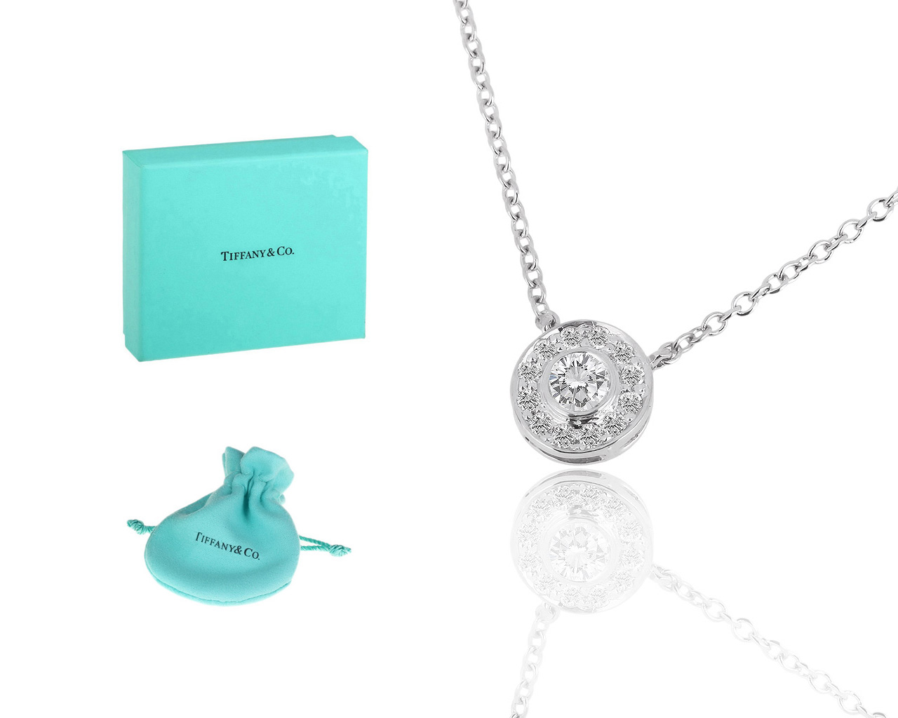 Платиновая подвеска с бриллиантами 0.12ct Tiffany&Co Circlet