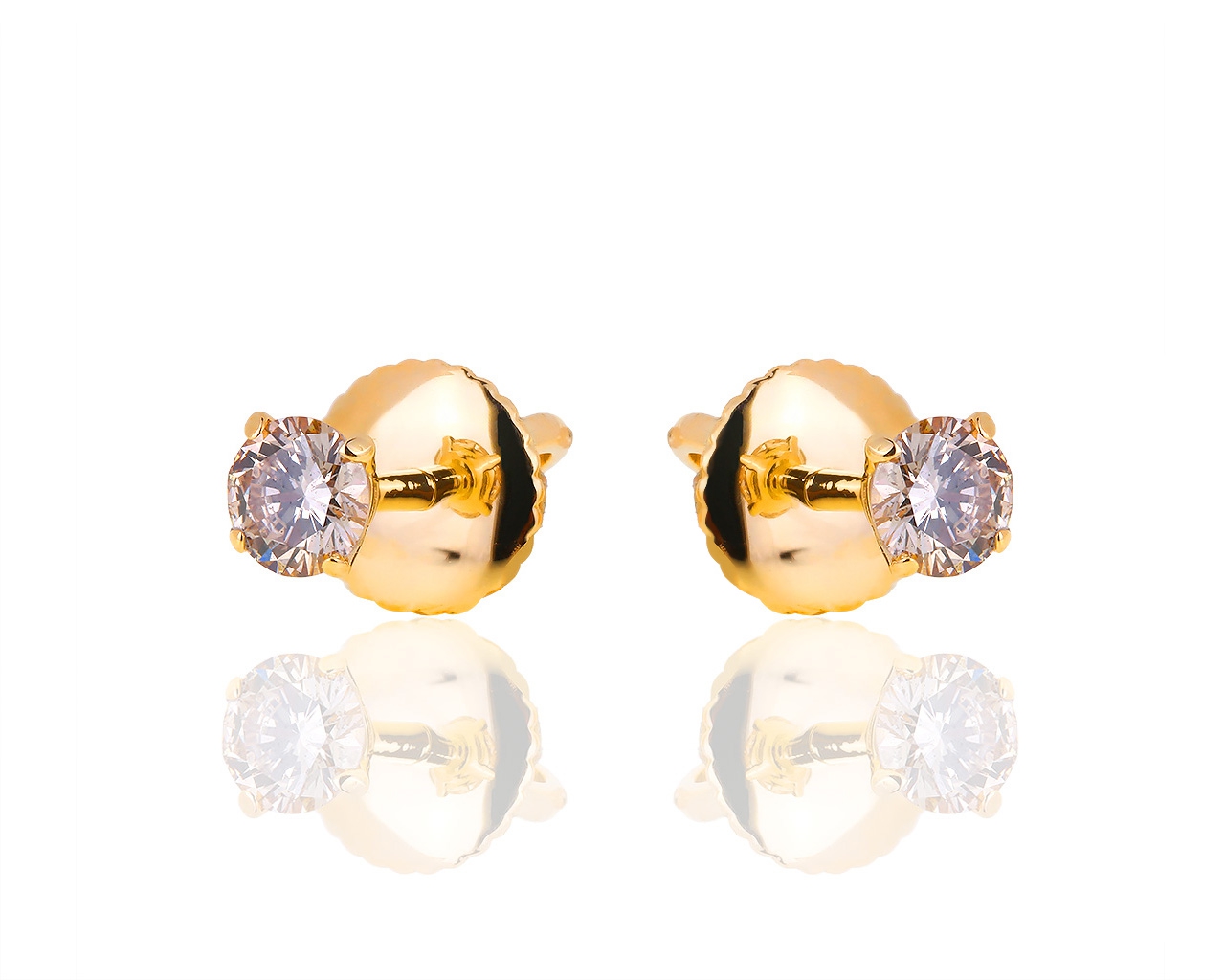 Золотые серьги пусеты с бриллиантами 0.64ct 211118/5 Золотые серьги пусеты с бриллиантами 0.64ct 211118/5