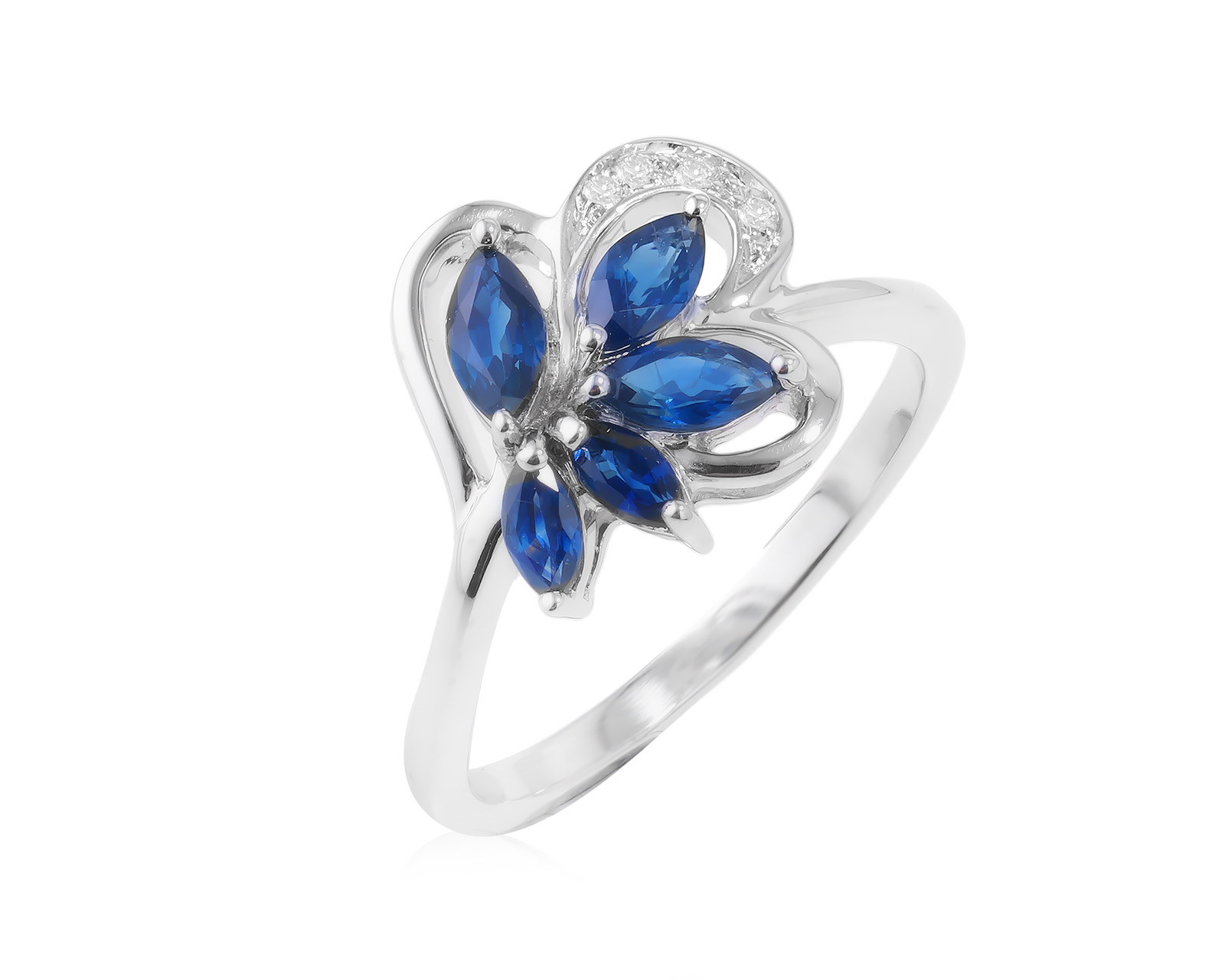 Золотое кольцо с сапфирами 0.68ct и бриллиантами 0.02ct 050224/7
