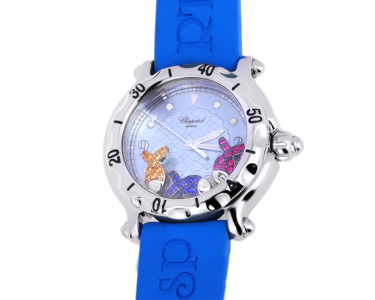 Оригинальные стальные часы с сапфирами 0.24ct Chopard 210320/3