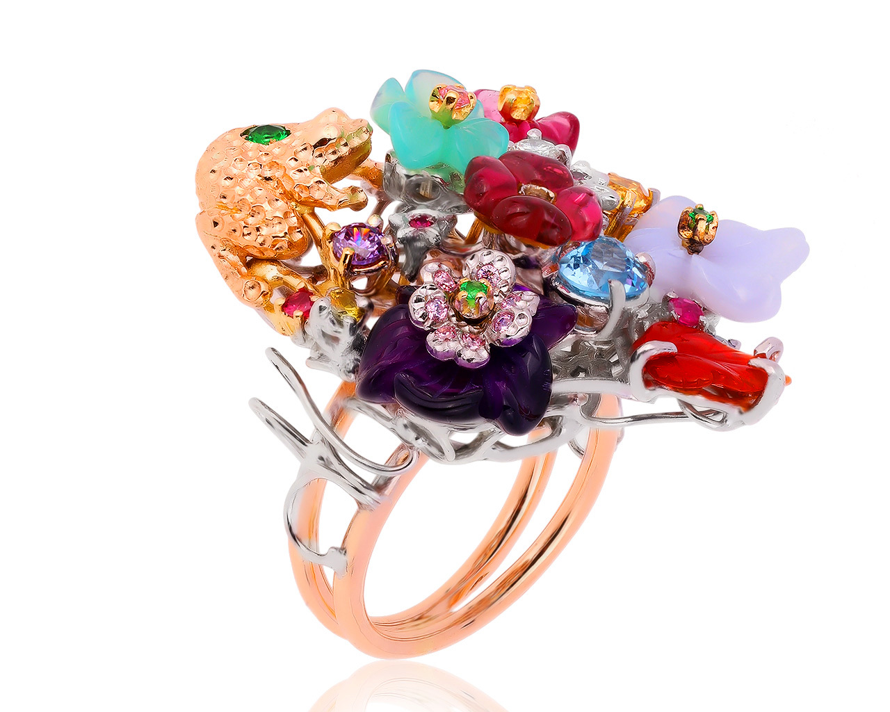 Оригинальное золотое кольцо с цветными камнями Santagostino 300720/12