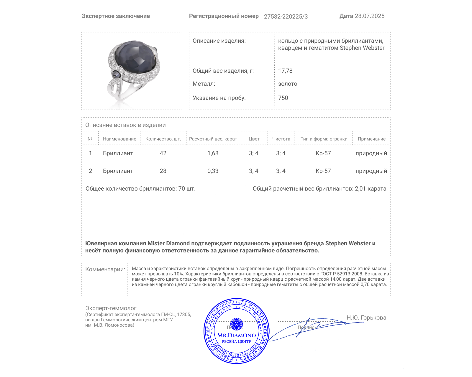 Оригинальное золотое кольцо Stephen Webster Crystal Haze