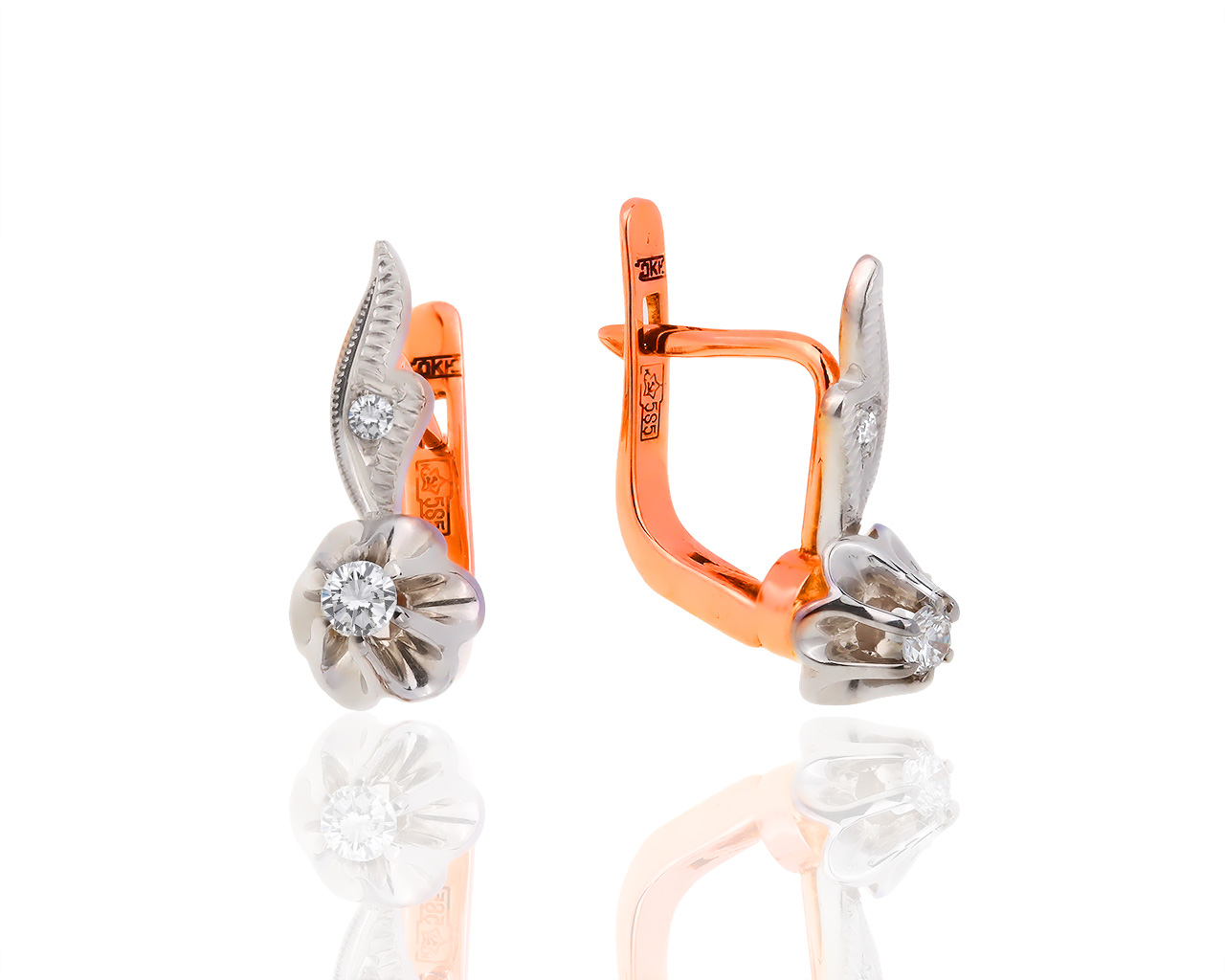 Советские золотые серьги с бриллиантами 0.17ct 210518/3