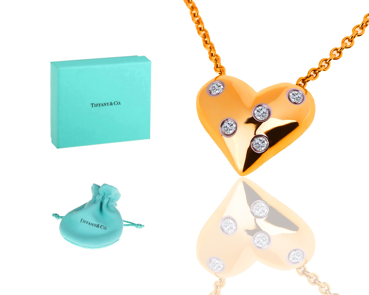 Оригинальный золотой кулон с бриллиантами 0.15ct Tiffany&Co Etoile