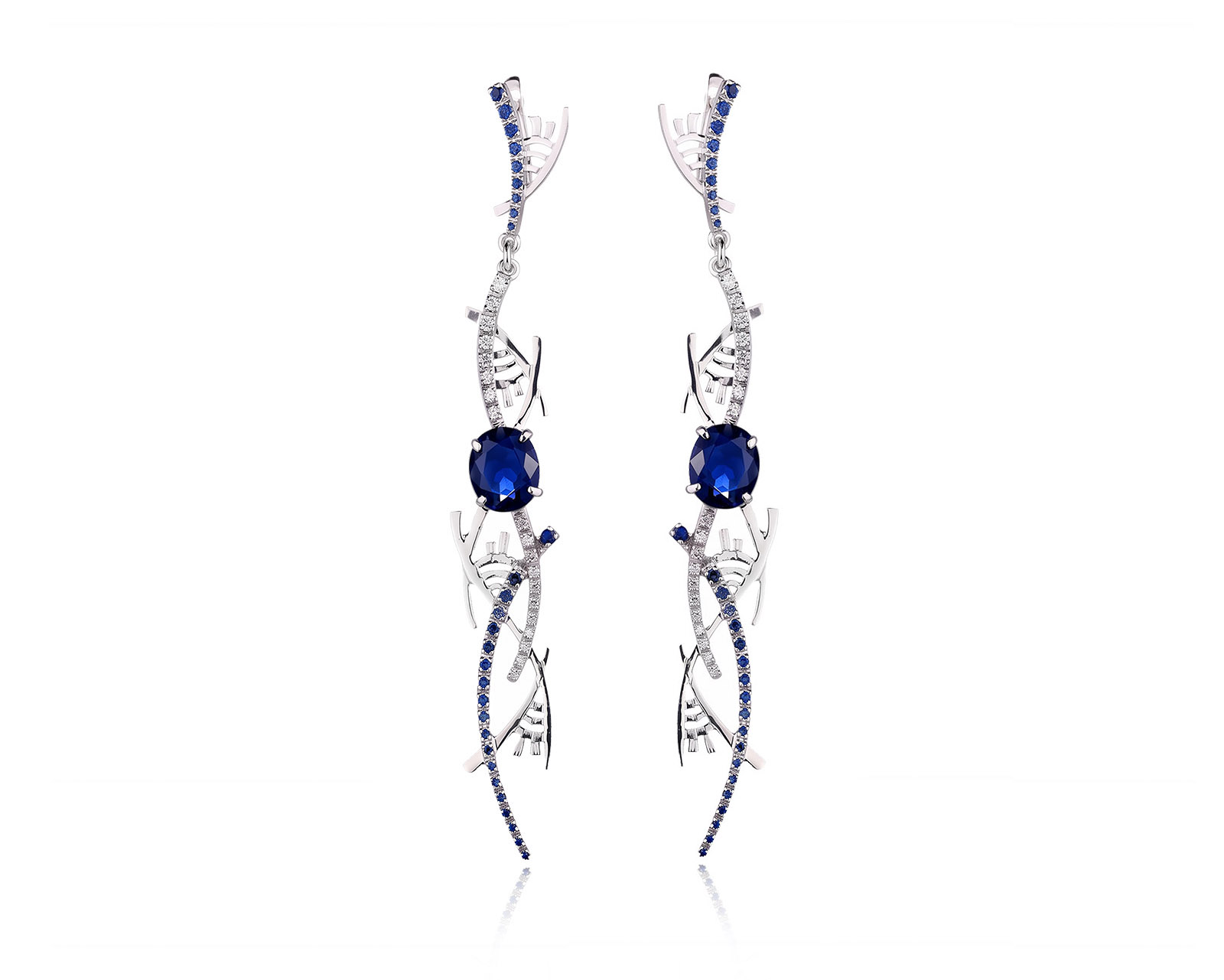 Золотые серьги с иолитами 3.33ct и сапфирами 0.81ct 070626/6