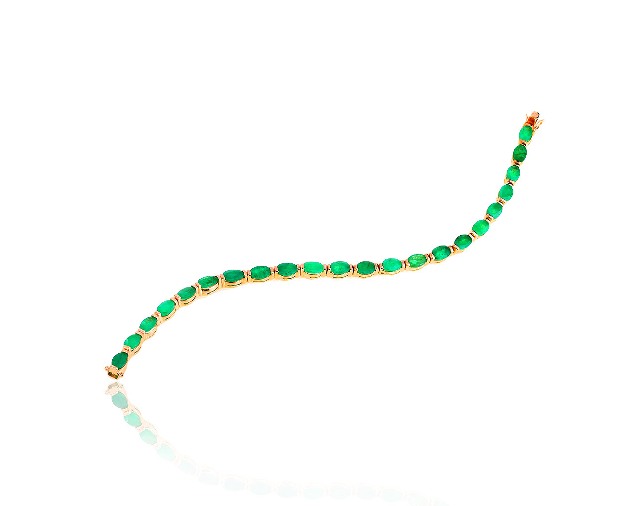 Коктейльный золотой браслет с изумрудами 7.14ct