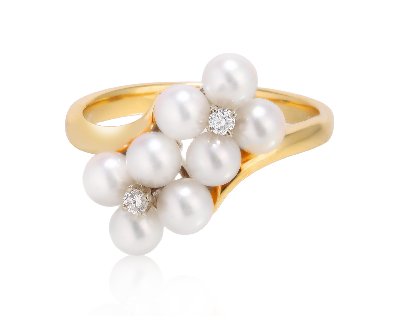 Оригинальное золотое кольцо с жемчугом 3.75 мм Mikimoto 160425/1