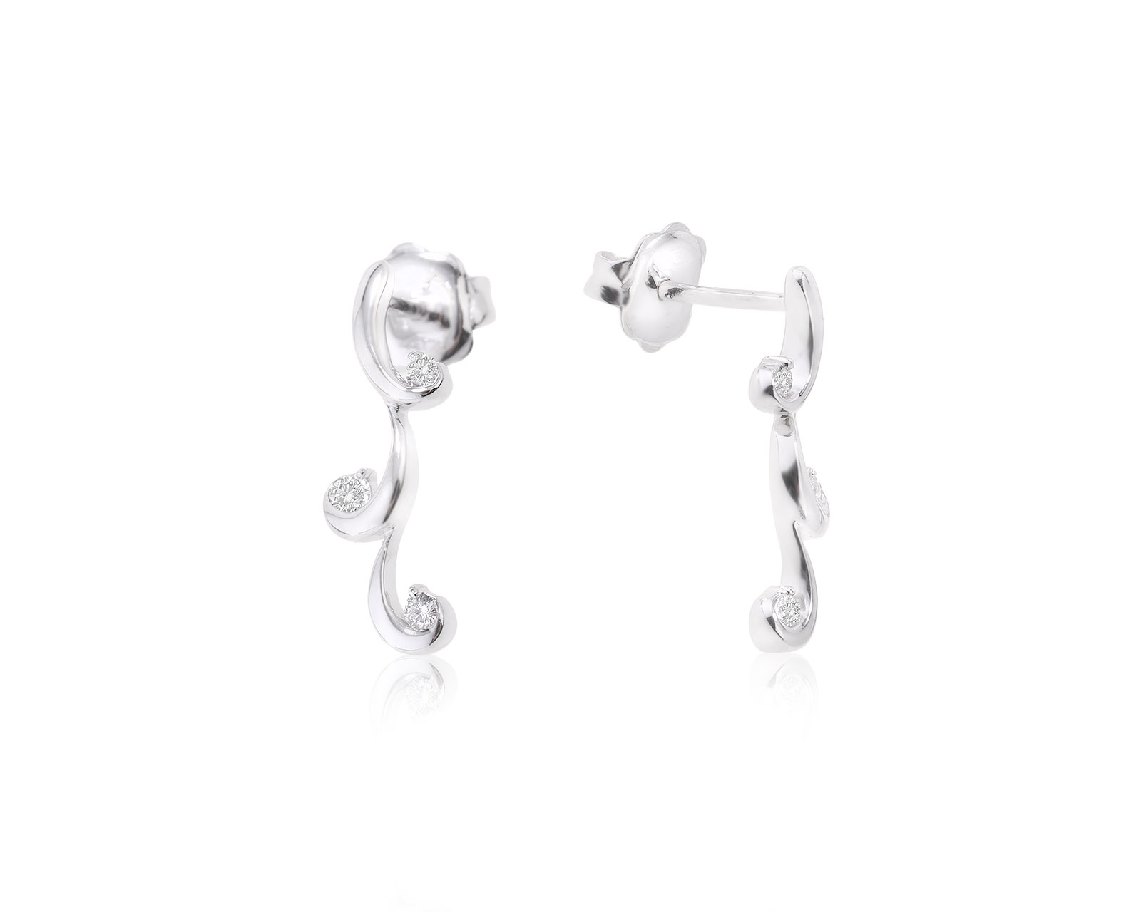 Оригинальные золотые серьги с бриллиантами 0.12ct Mamiko 250123/3