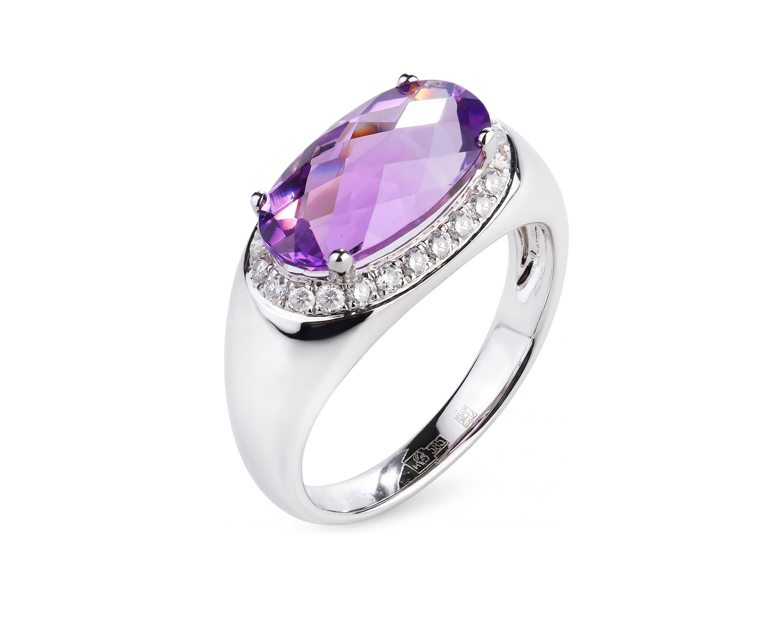 Золотое кольцо с аметистом 3.21ct и бриллиантами 0.28ct 260526/4