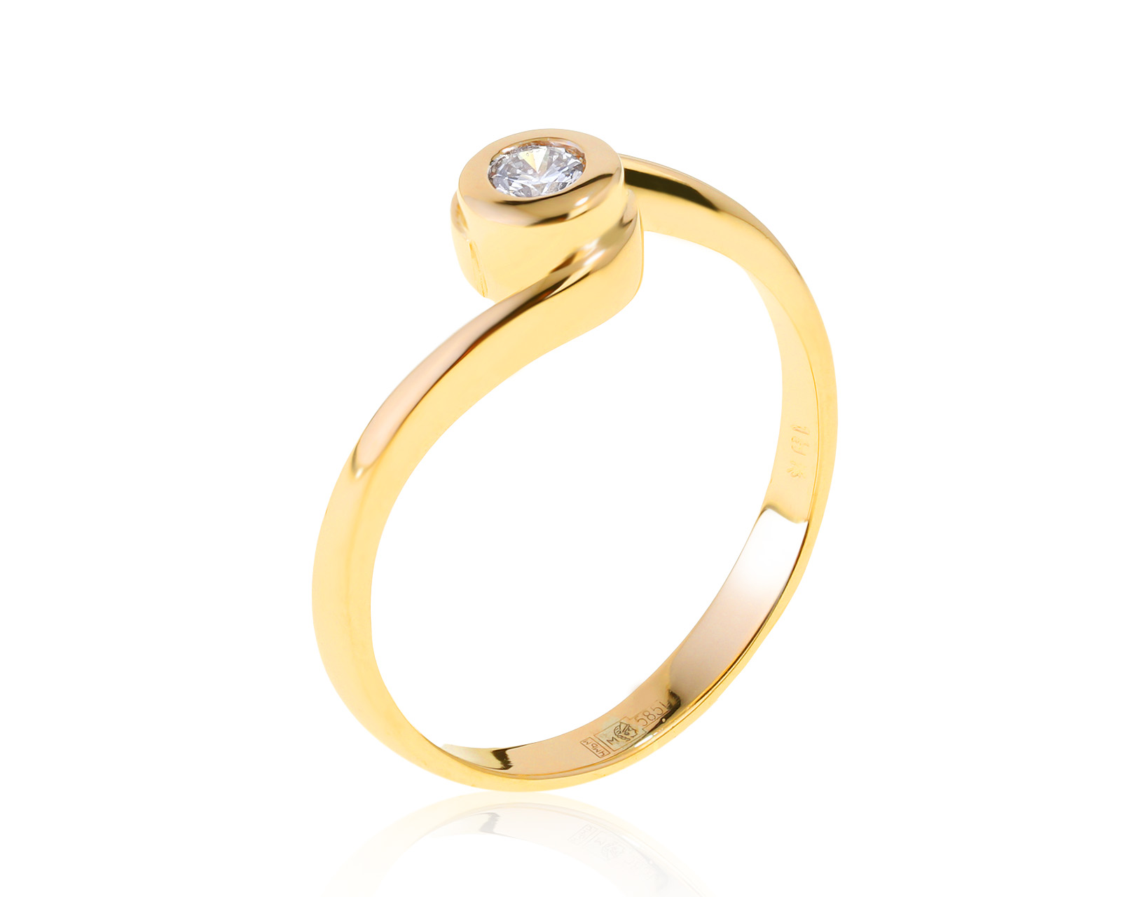 Нарядное золотое кольцо с бриллиантом 0.10ct 221121/5