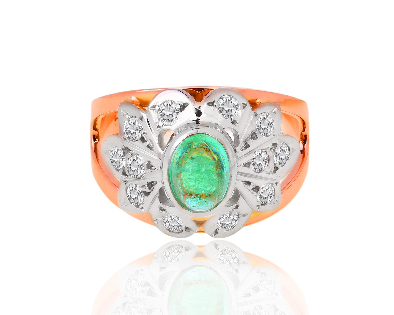 Золотое кольцо с бриллиантами 0.50ct и изумрудом 0.51ct 281018/6