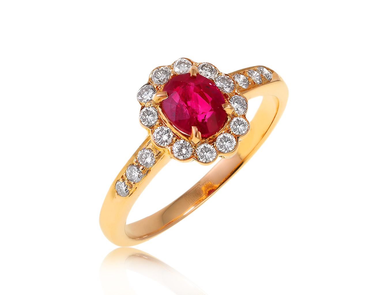 Модное золотое кольцо с рубином 0.80ct