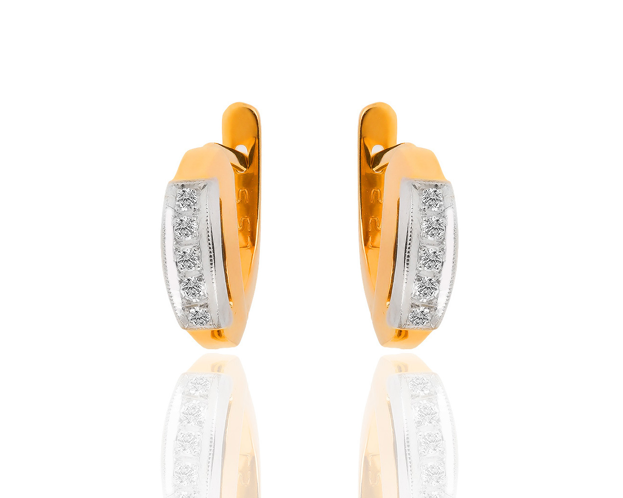 Классические золотые серьги с бриллиантами 0.16ct 190217/30