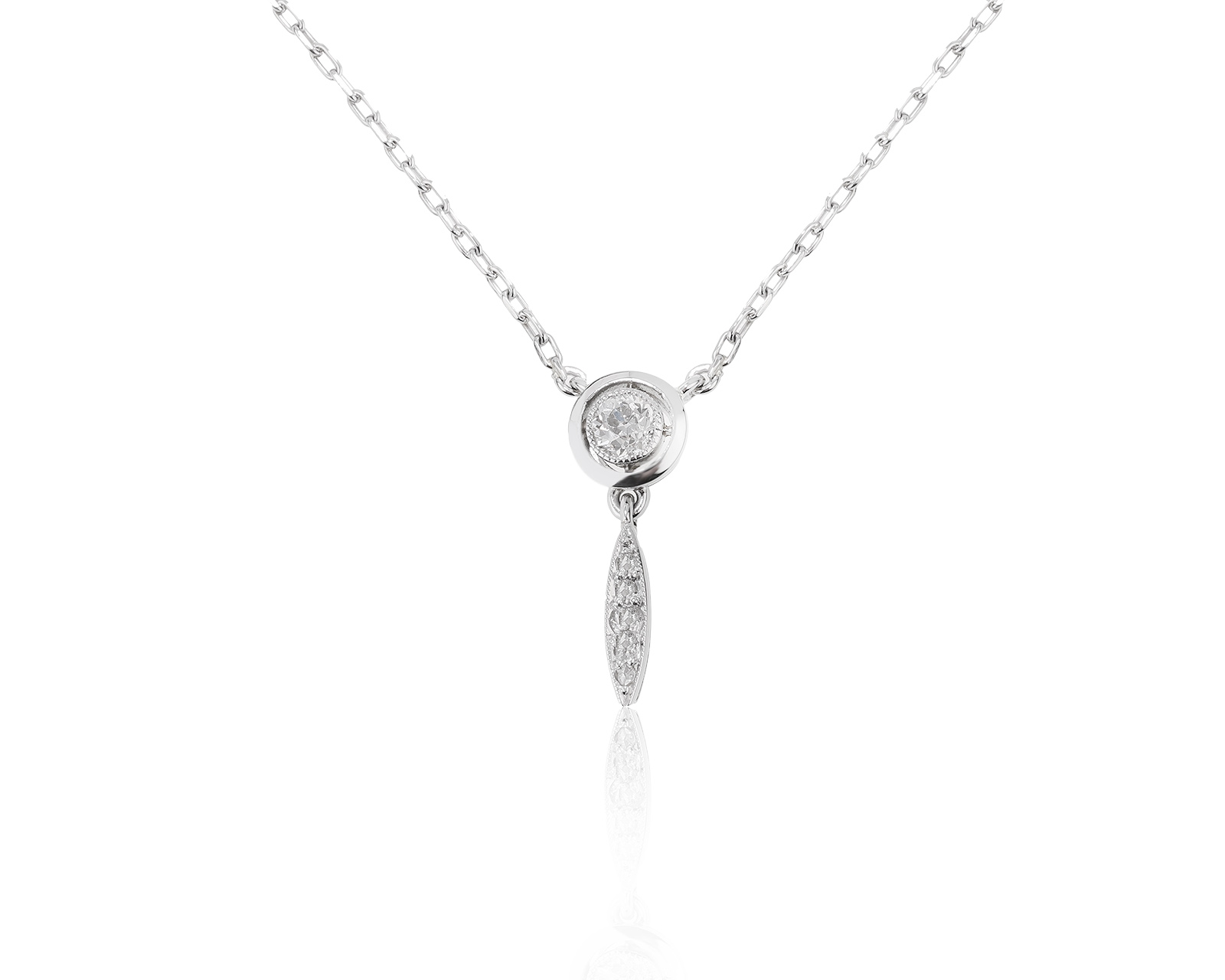 Винтажное платиновое колье с бриллиантами 0.28ct СССР 270422/2