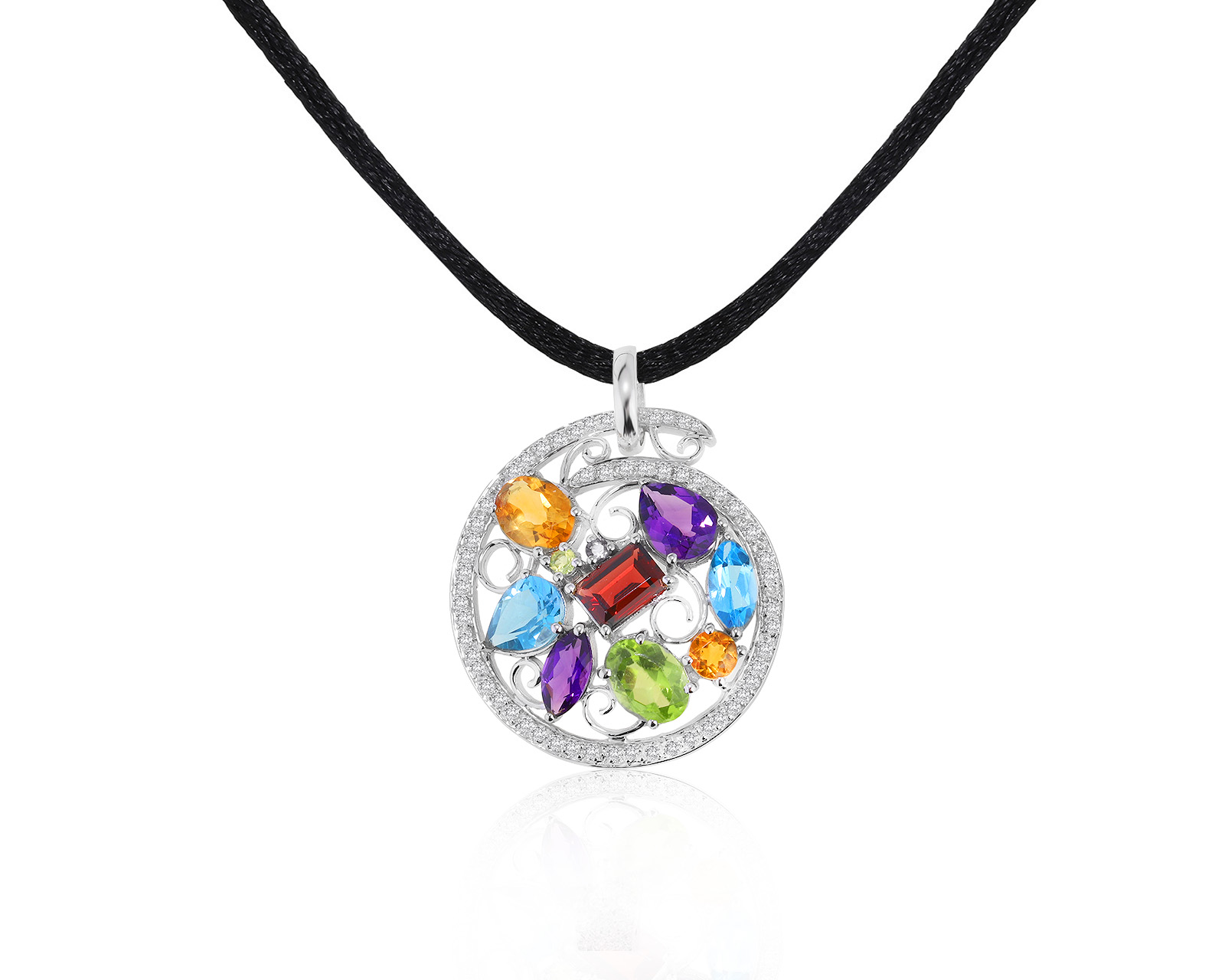Прелестный золотой кулон с цветными камнями 7.99ct 151221/2