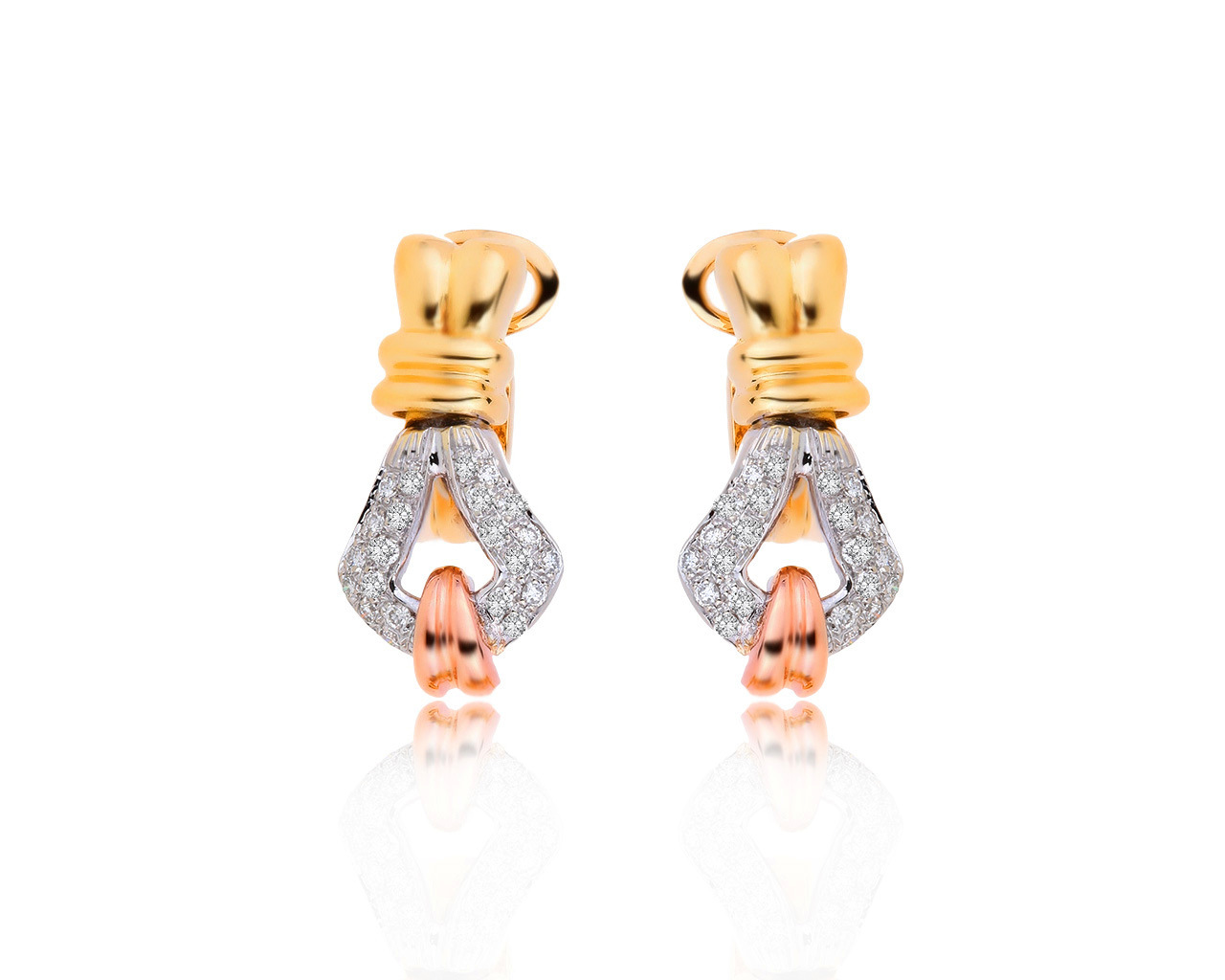 Богатые золотые серьги с бриллиантами 0.27ct 171219/9