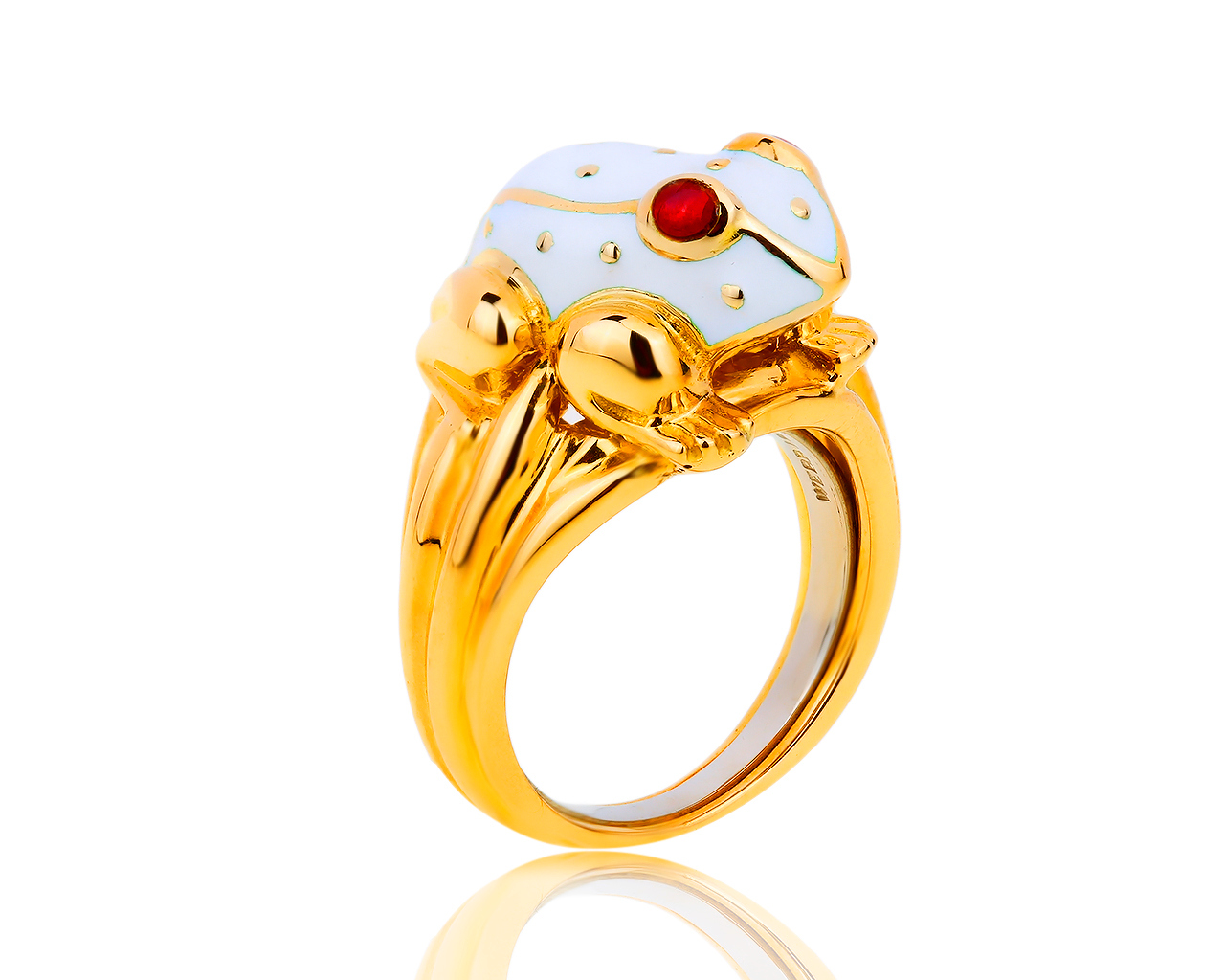 Оригинальное золотое кольцо с эмалями David Webb Frog