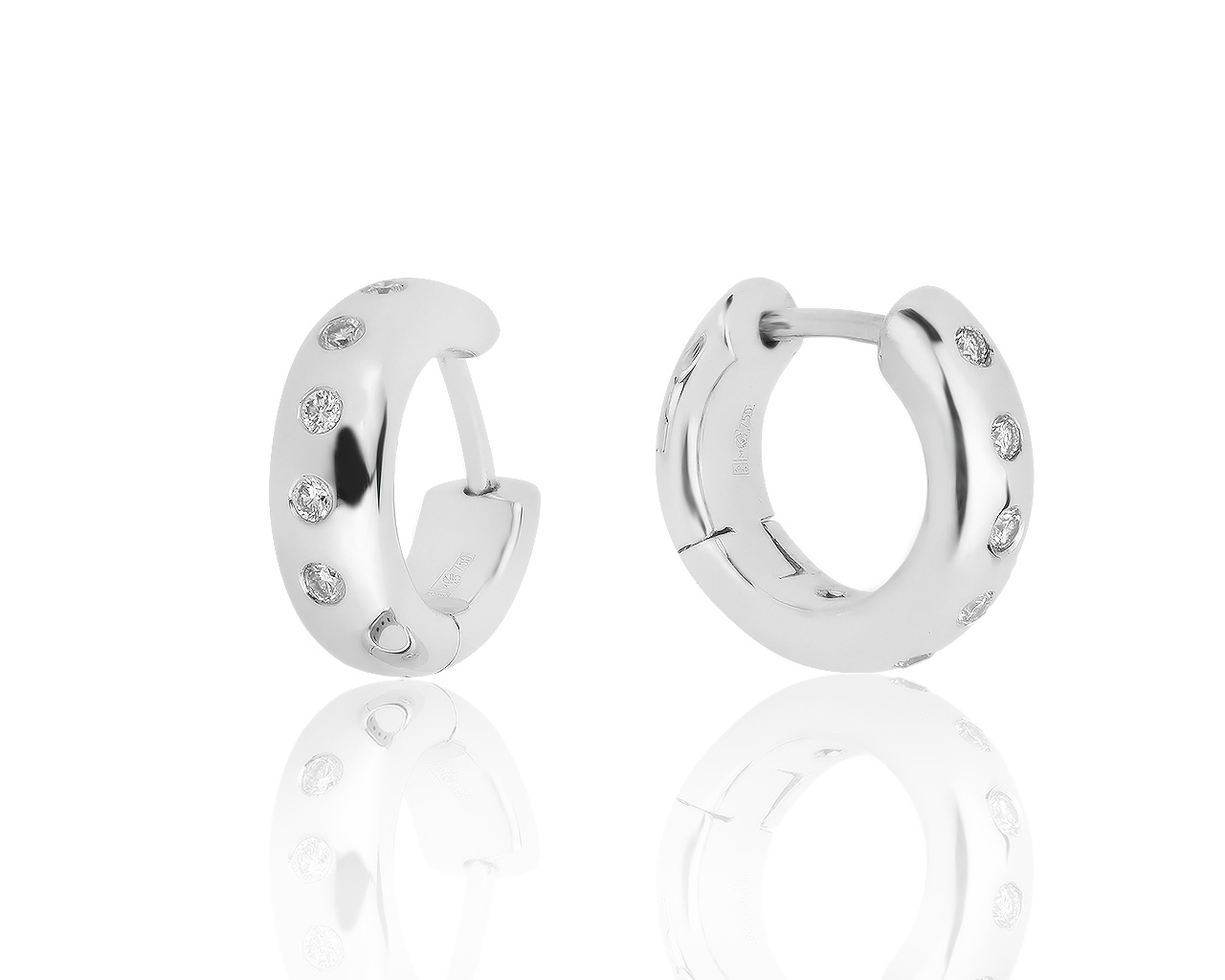 Достойные золотые серьги с бриллиантами 0.36ct