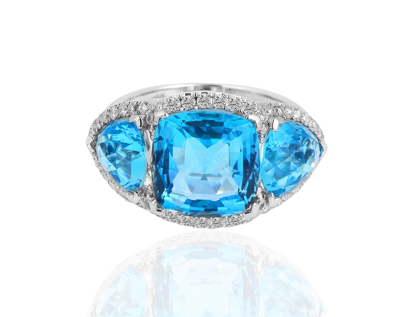 Итальяское золотое кольцо с топазами и бриллиантами 0.41ct 061118/6