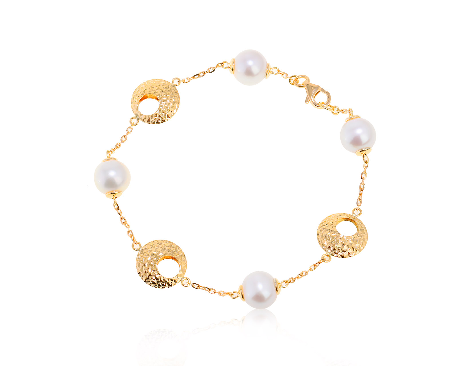 Оригинальный золотой браслет с жемчугом 8.90 мм Damas 120822/1