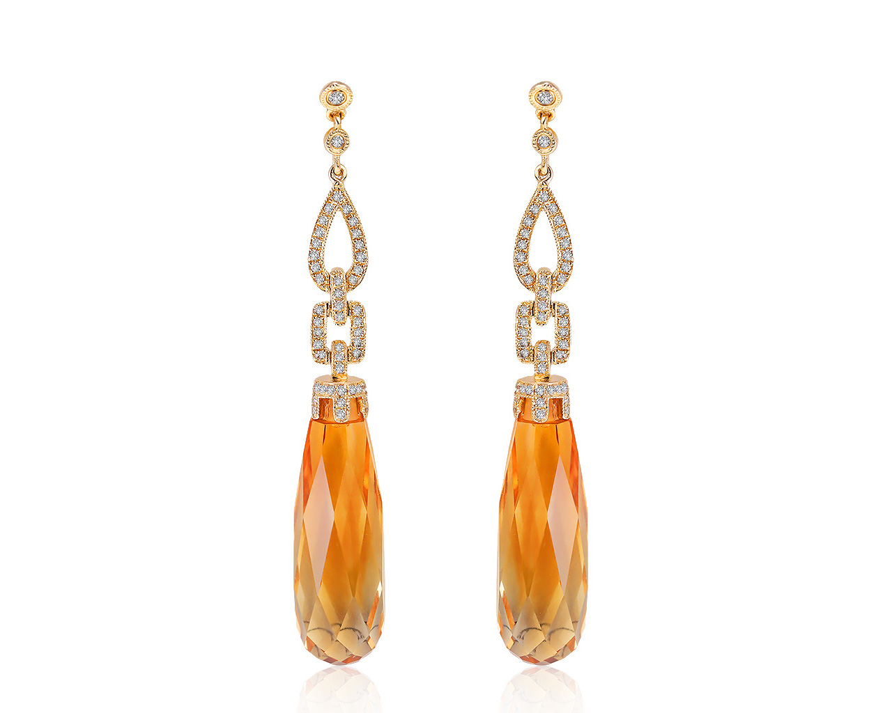 Роскошные золотые серьги с цитринами 23.01ct 120121/7