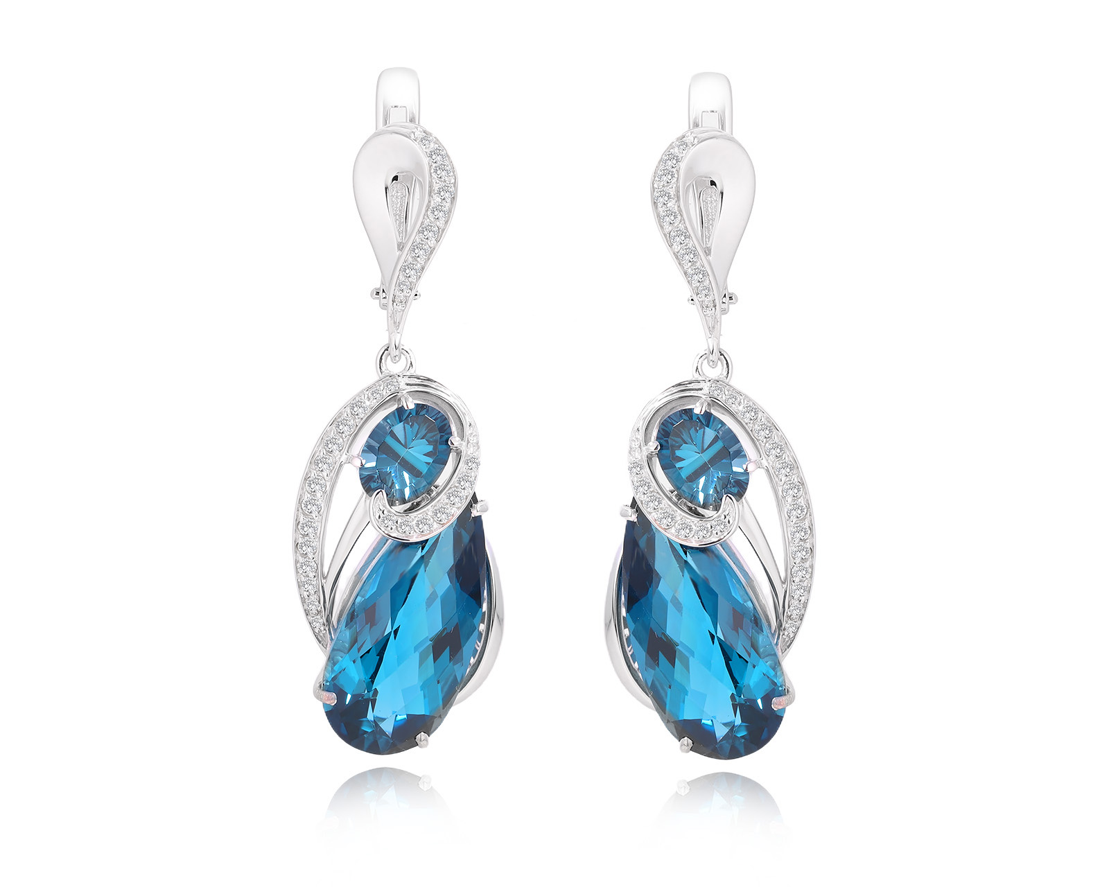 Золотые серьги с топазами 14.80ct и бриллиантами 0.38ct 160525/4 Золотые серьги с топазами 14.80ct и бриллиантами 0.38ct 160525/4