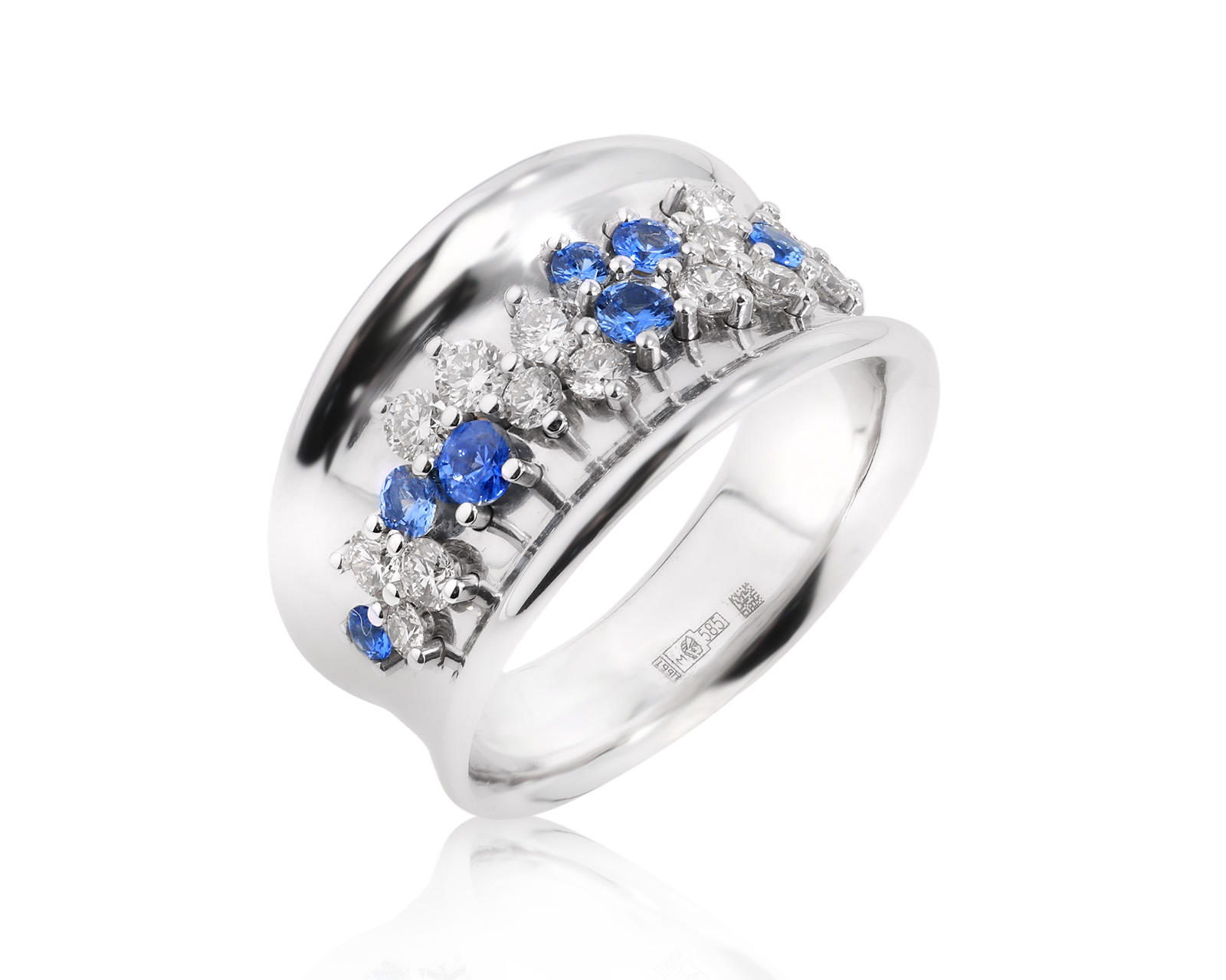 Золотое кольцо с сапфирами 0.66ct и бриллиантами 0.54ct 141225/4