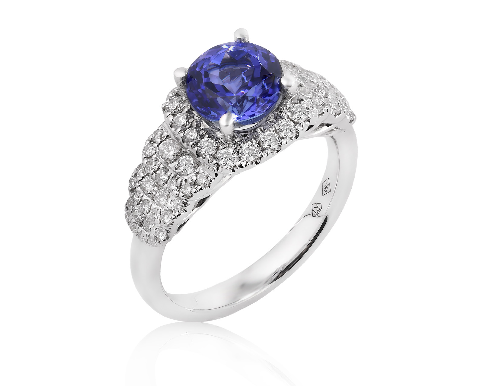 Золотое кольцо с танзанитом 1.80ct и бриллиантами 0.60ct 990289/1