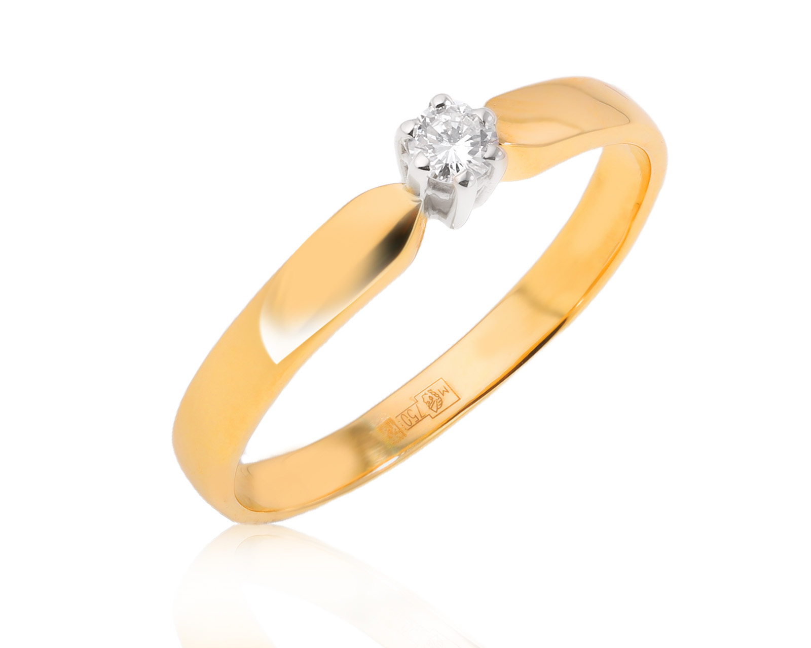 Золотое кольцо с бриллиантом 0.12ct 011024/15 Золотое кольцо с бриллиантом 0.12ct 011024/15