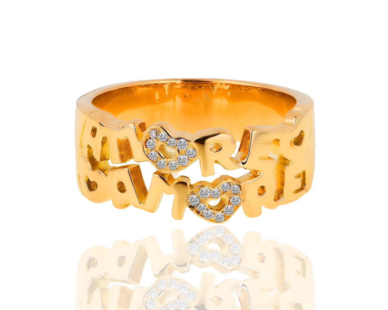 Оригинальное золотое кольцо с бриллиантами 0.09ct Pasquale Bruni Amore Heart