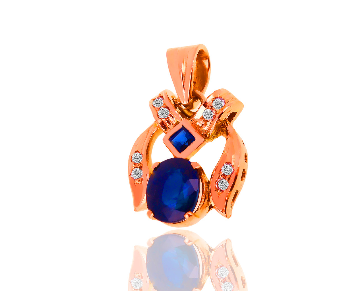 Золотая подвеска с бриллиантами 0.11ct и сапфирами 1.31ct 050219/5 Золотая подвеска с бриллиантами 0.11ct и сапфирами 1.31ct 050219/5